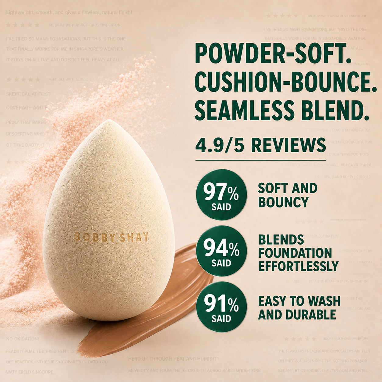 Dapper BeYOUty Sponge | Rose Powder | Soft | Air-Brush Finish | Sustainable Ingredient
